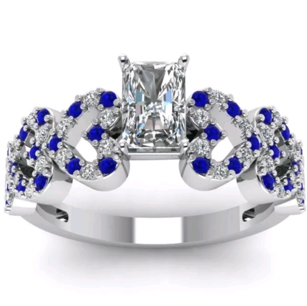 925 MARKED sterling silver CZ  & Tiny saphires sz6